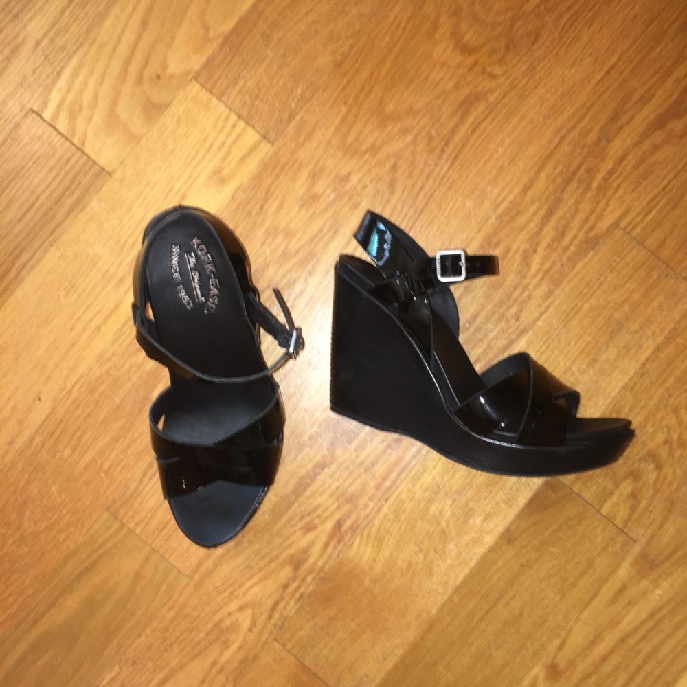 Black Wedge Sandals